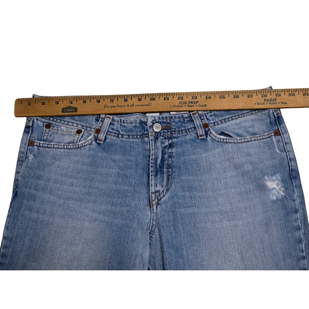 Lucky Brand Blue Jeans Womens 14/32 Light Wash Distressed Cropped Capri Wide Leg - Picture 6 of 11